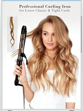 Extra-Long CERAMIC Curling Iron for LONG HAIR Electric (1.25” Barrel)